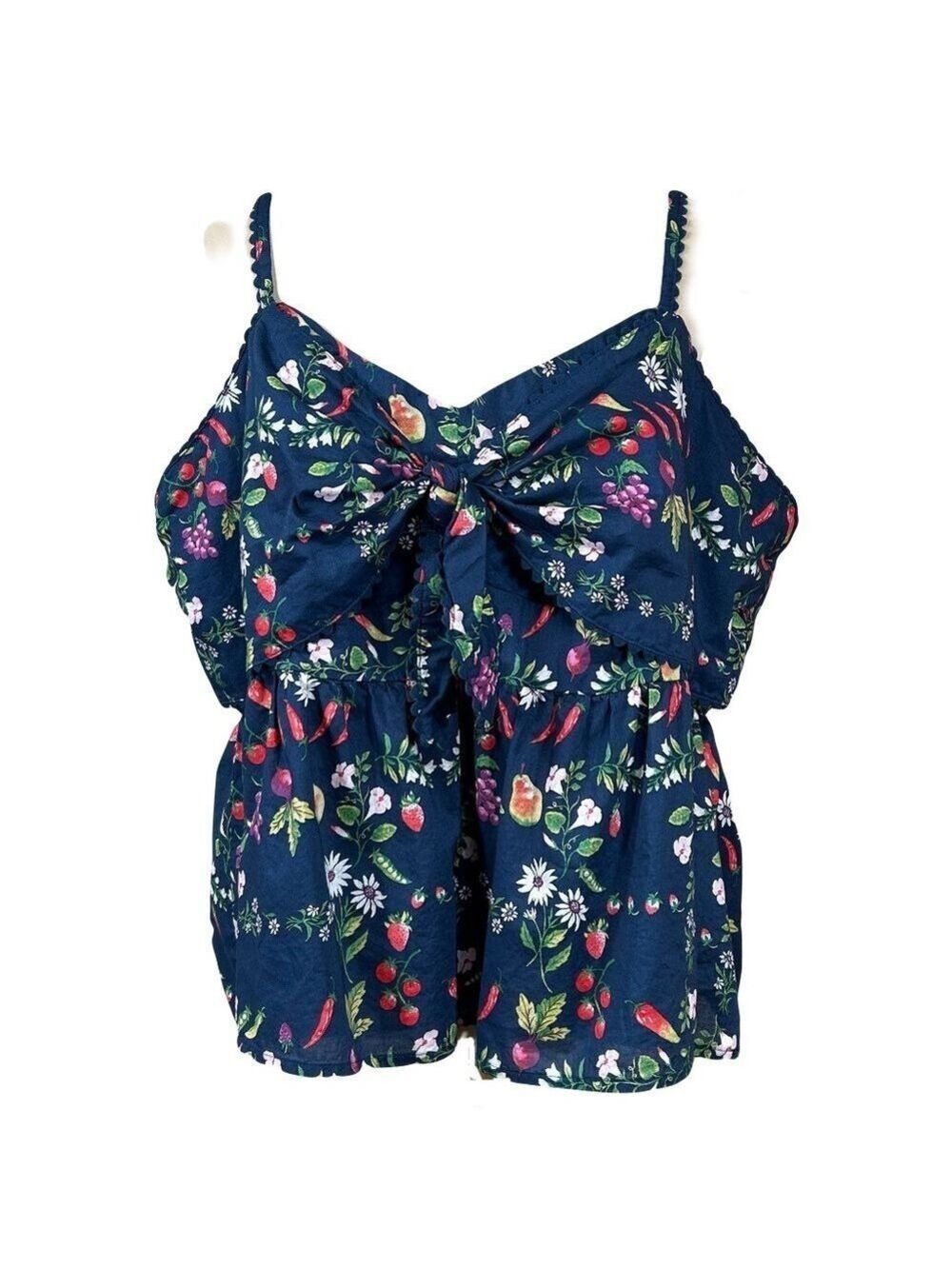 Old Navy Blue Floral Cami Bodice Bow Smocked Back Cami Top Size 3X